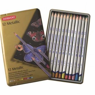 CAIXA METAL LAPIS METALICOS DERWENT 12 CORES