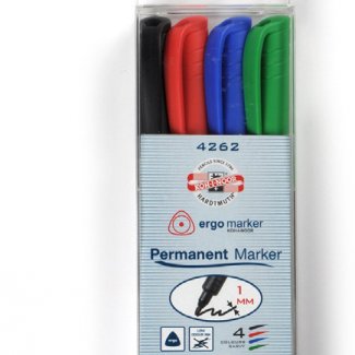 CONJUNTO 4 MARCADORES PERMANENTES P/ CD/DVD KOH-I-NOOR