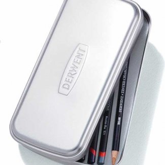 CAIXA METAL PRATEADA  PARA LAPIS DERWENT