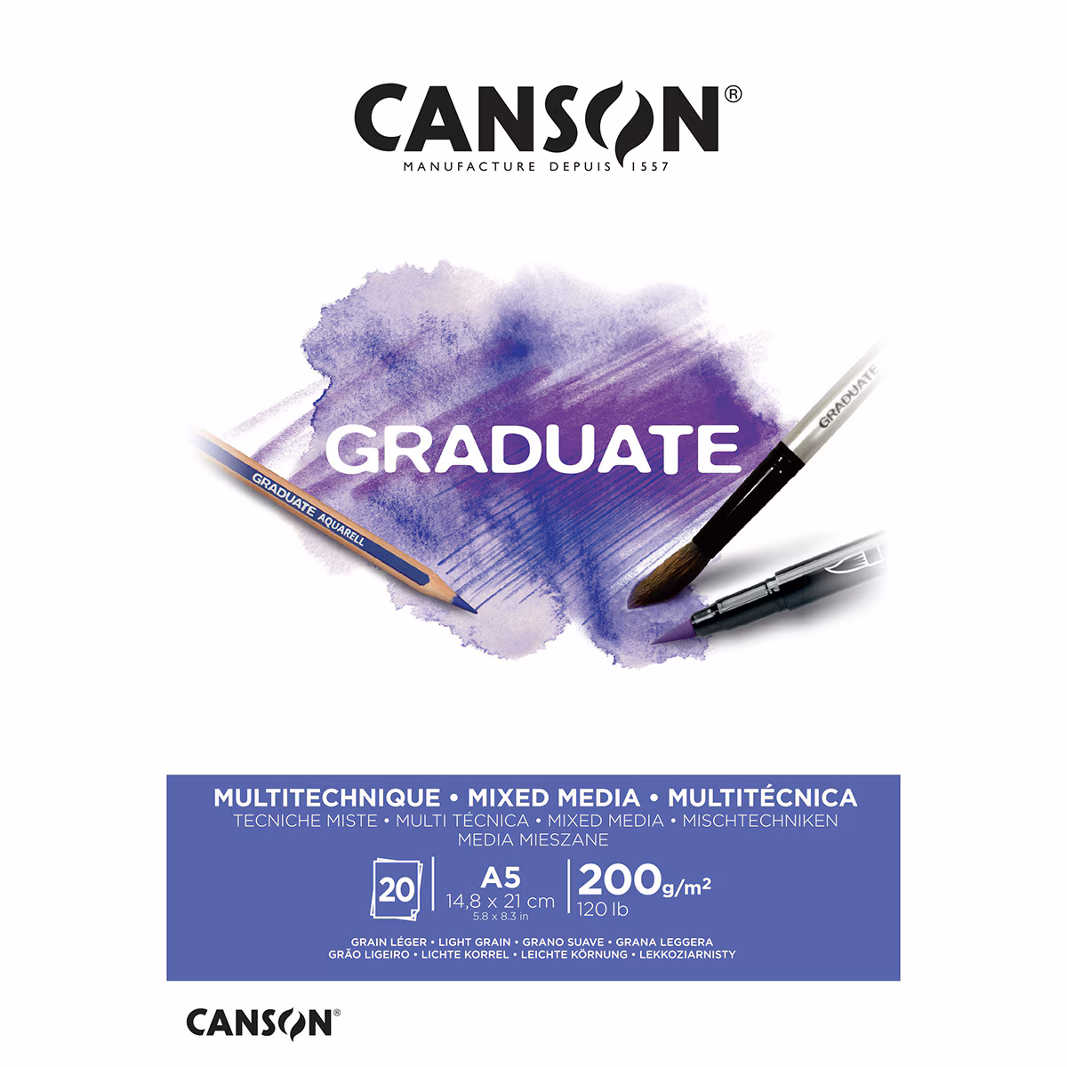 BLOCO MIX MEDIA GRADUATE A5 20FS 200GR CANSON