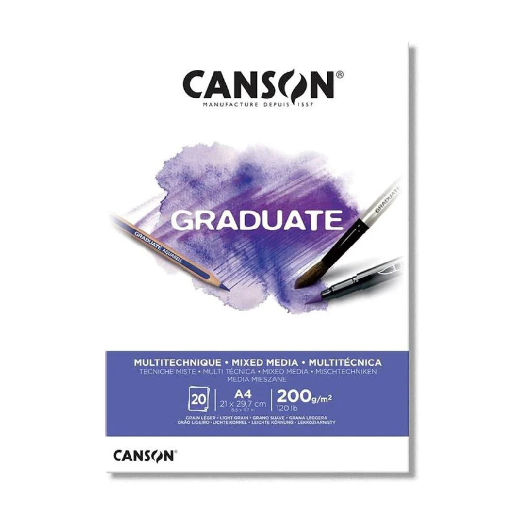 BLOCO MIX MEDIA GRADUATE A4 20FS 200GR CANSON