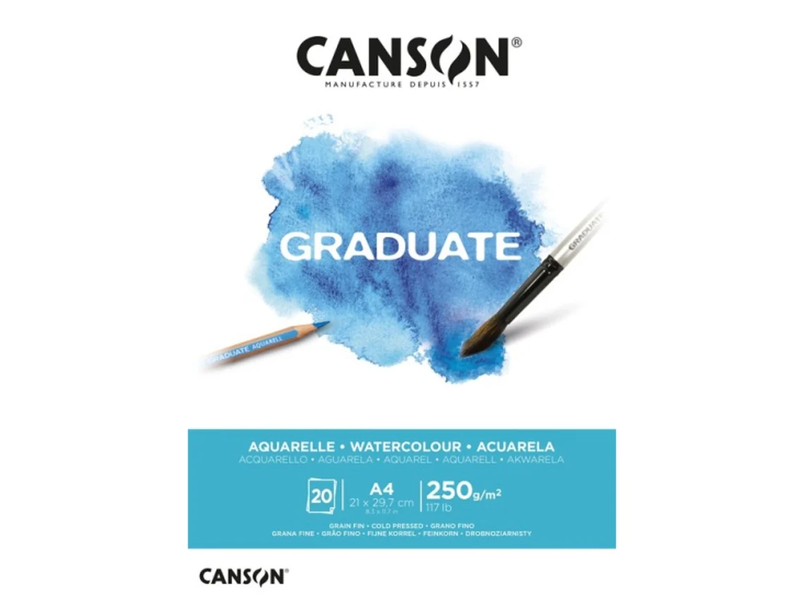 BLOCO AQUARELA GRADUATE A4 20FOLS 250GR CANSON