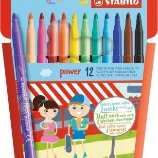 MARCADOR STABILO POWER PONTA MEDIA 12 CORES