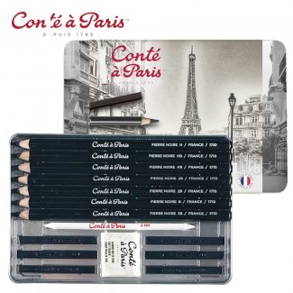 CAIXA METAL LÁPIS PEDRA NEGRA  CONTE Á PARIS