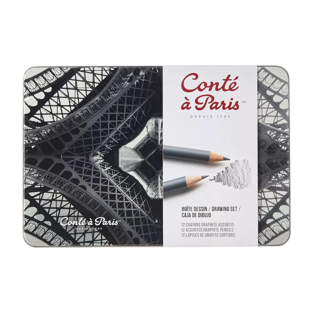CAIXA METAL 12 LÁPIS GRÁFICOS CONTE Á PARIS
