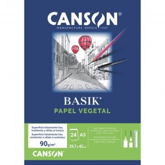 BLOCO PAPEL VEGETAL BASIK A3 24FLS 90GR CANSON