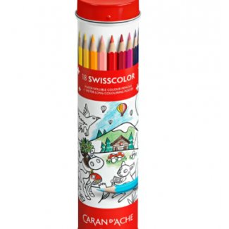 TUBO C/ 18 LÁPIS SWISSCOLOR AQUA + POSTER CARAN  ACHE