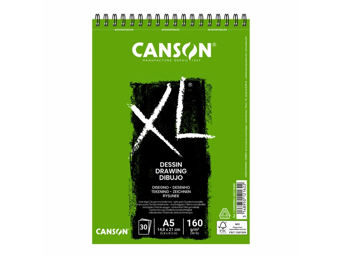 BLOCO DESENHO ESPIRALADO XL DESSIN A5 30FLS 160GR CANSON