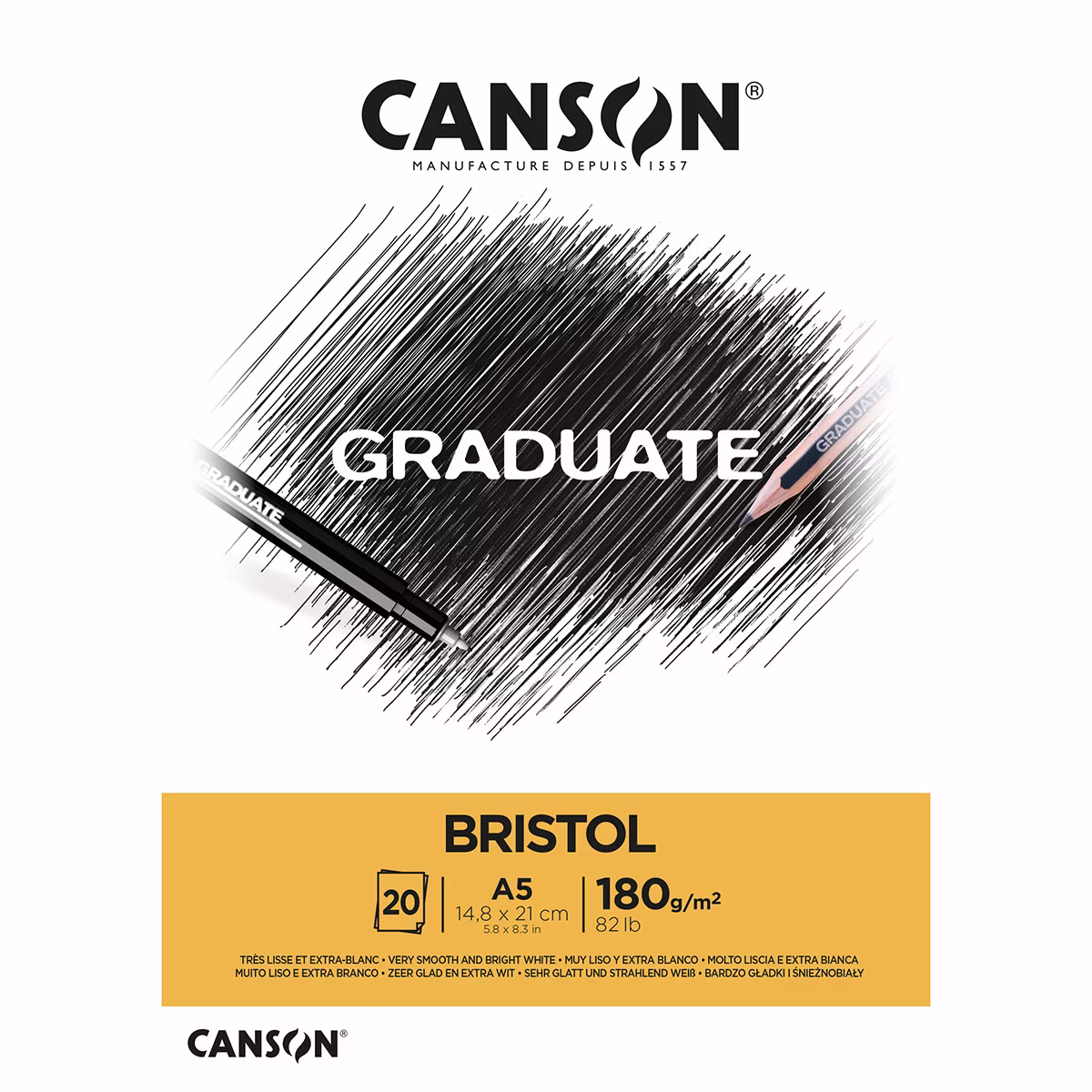 BLOCO EXTRALISO GRADUATE BRISTOL A5 20FLS 180GR CANSON
