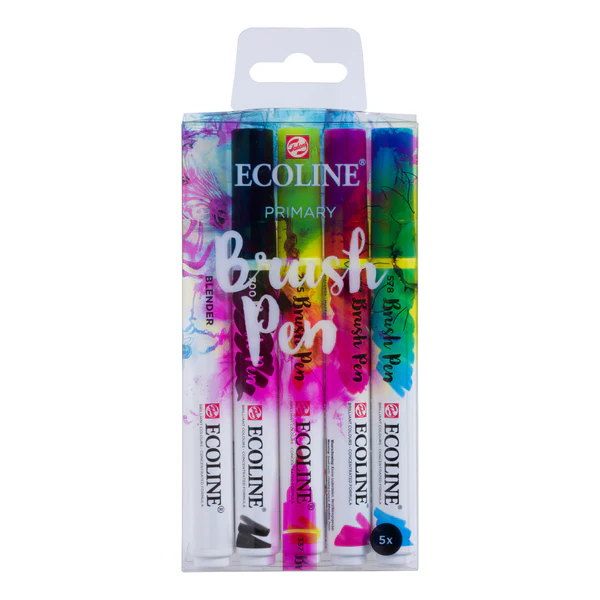 CONJUNTO 5 MARCADORES PINCEL ECOLINE  CORES PRIMARIAS