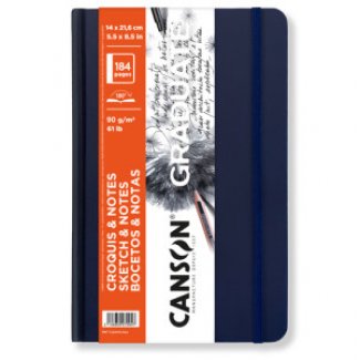 DIARIO GRAFICO CAPA AZUL ESCURO  GRADUATE 14X21,6CM 90GR 92 FOLHAS CANSON