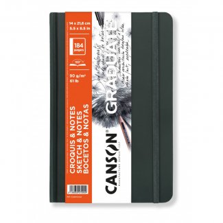 DIARIO GRAFICO CAPA CINZA ESCURO  GRADUATE 14X21,6CM 90GR 92 FOLHAS CANSON