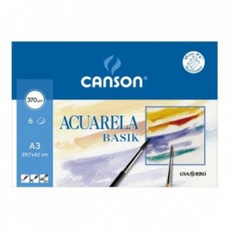 PAPEL AQUARELA BASIC A4 6FLS  370GR CANSON