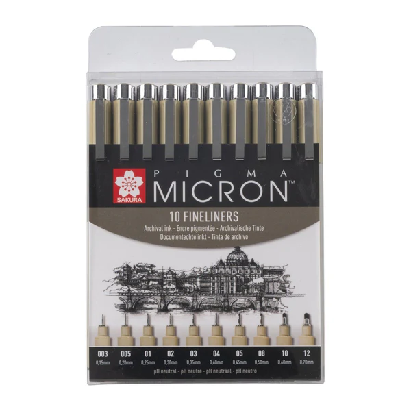 CONJUNTO MARCADORES PIGMA MICRON 10 FINELINERS SAKURA