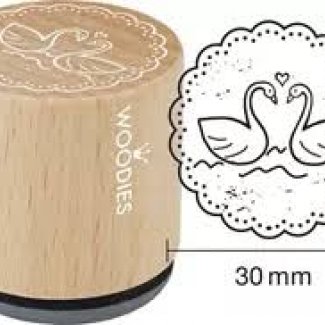 CARIMBO DE MADEIRA CASAMENTO CISNES WOODIES