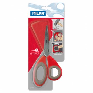 TESOURA MILAN SOFT 19CM VERMELHA