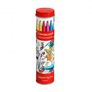 TUBO COM 10 CANETAS FELTRO SWISSCOLOR + POSTER CARAN D ACHE
