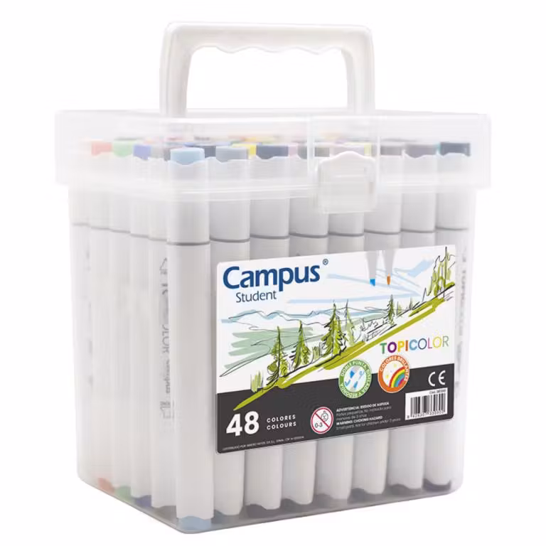CONJUNTO 48 MARCADORES DUPLA  PONTA  TOPICOLOR CAMPUS