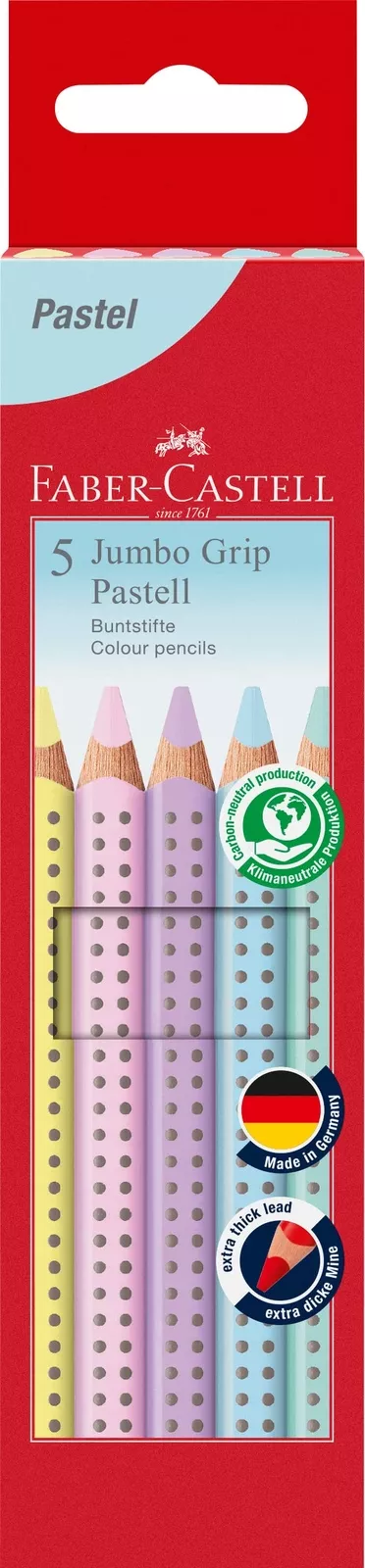 CAIXA  C/5 LAPIS GRIP JUMBO CORES PASTEL FABER CASTEL