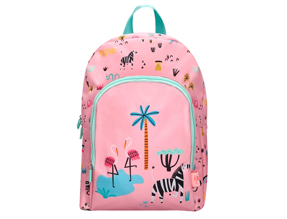 MOCHILA ESCOLAR INFANTIL LIDERPAPEL SAFARI DESENHO ZEBRA ROSA 330X100X250MM