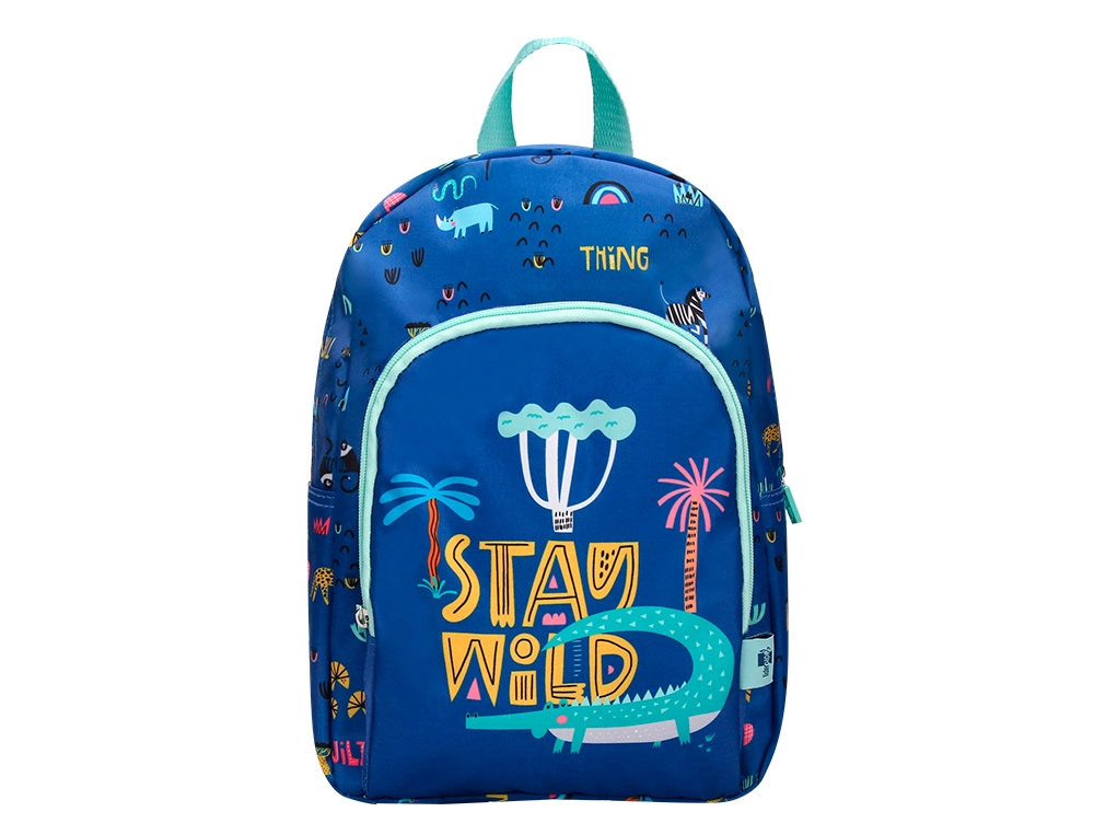 MOCHILA ESCOLAR INFANTIL LIDERPAPEL SAFARI DESENHO CROCODILO AZUL MARINHO 330X100X250MM