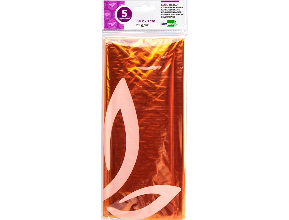 PAPEL CELOFAN 50X70 22 GR LARANJA-5 FLH