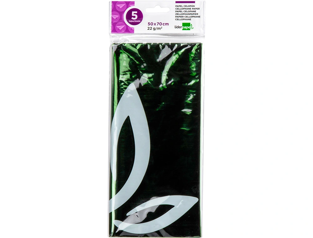 PAPEL CELOFAN 50X70 22 GR VERDE-5 FLH