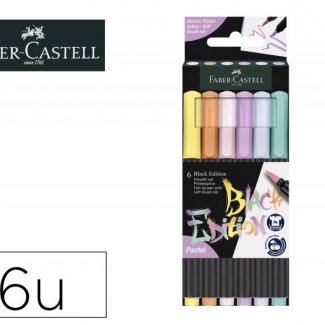 CONJUNTO 6 MARCADORES CORES PASTEL PONTA PINCEL BLACK EDITION FABER-CASTELL