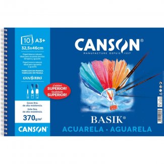 BLOCO DESENHO AGUARELA ESPIRAL BASIK 32,5X46 - 10 FLH - 370 GR. CANSON