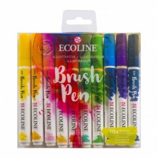 CONJUNTO 10  MARCADORES PINCEL ECOLINE CORES ILUSTRAÇAO