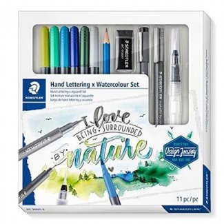 CONJUNTO 6 MARCADORES DUAS PONTAS AGUARLAVEIS + ACESSORIOS  CORES FLORAIS C/ PASSO A PASSO  STAEDTLER