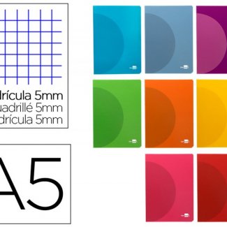 CADERNO AGRAFADO DIN A5  CAPA DE PLASTICO 48FLS 90GR QUADRICULADO DUPLA MARGEM