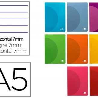CADERNO AGRAFADO DIN A5  CAPA DE PLASTICO 48FLS 90GR PAUTADO DUPLA MARGEM