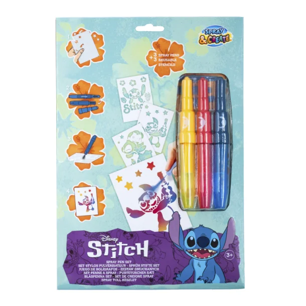 CONJUNTO CANETA DE SOPRO + STENCIL - STITCH