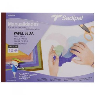 BLOCO MANUALIDADES PAPEL SEDA  - SORTIDO 10 CORES