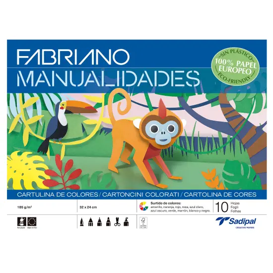 BLOCO MANUALIDADES CARTOLINA 185 GRS  - SORTIDO 10 CORES
