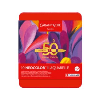 CAIXA METALICA DE 10  PASTEIS AGUARELAVEIS CORES POP NEOCOLOR II CARAN D` ACHE