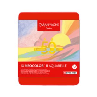 CAIXA METALICA DE 10  PASTEIS AGUARELAVEIS CORES PASTEL NEOCOLOR II CARAN D` ACHE