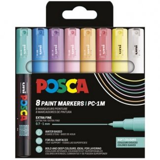 CONJUNTO C/8  MARCADORES POSCA PC-1M CORES SOFT