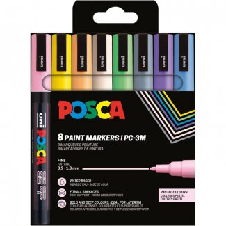 CONJUNTO C/8 MARCADORES POSCA PC-3M CORES PASTEL