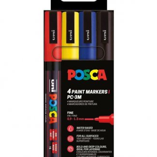 CONJUNTO C/ 4 MARCADORES POSCA PC-3M CORES BASE