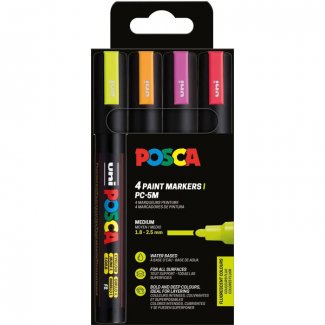 CONJUNTO C/ 4 MARCADORES POSCA PC-5M CORES NEON