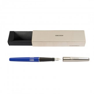 CANETA  RETRO TINTEIRO AZUL