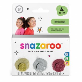 CONJUNTO 3 BIO GLITTER FINO E FIXADOR SNAZAROO