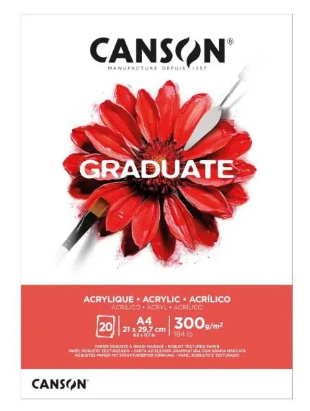 BLOCO GRADUATE ACRILICO A4 20FS 300GR CANSON
