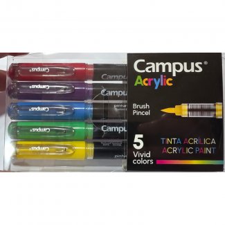 CONJUNTO MARCADOR ACRILICO PONTA PINCEL CAMPUS 6 CORES - CORES VIVAS