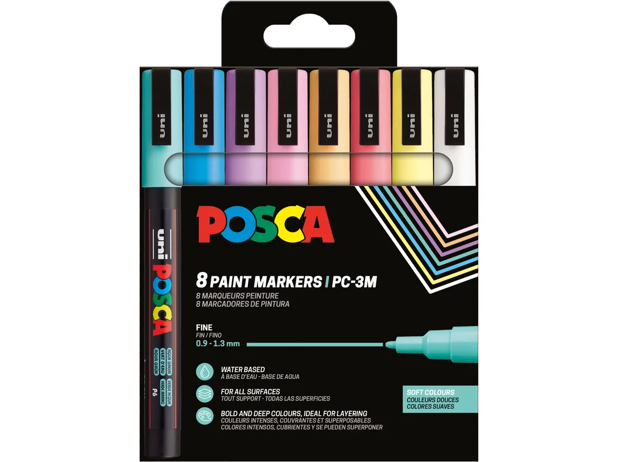 CONJUNTO 8 MARCADORES PC 3M POSCA SOFT COLOR