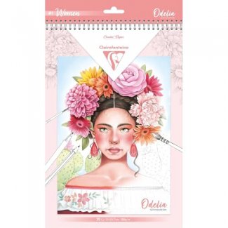 BLOCO COLORIR 6 DESENHOS - ROSTOS MULHER - A4 250 GR CLAIREFONTAINE