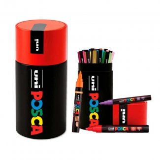 TUBO METALICO C/13 MARCADORES POSCA SORTIDOS