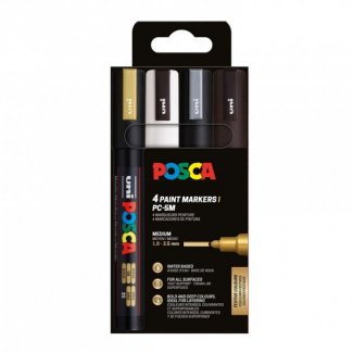 CONJUNTO C/ 4 MARCADORES POSCA PC-5M CORES FESTIVAS